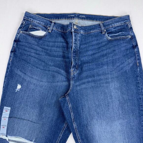 Old Navy Plus Women's Sky High Straight Jean Size 26 3X Med Blue Distressed - Picture 6 of 15